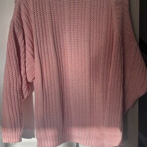 Tarazzia Vintage Pastel Pink Chunky Knit Crew Neck Pullover‎ Sweater Size L
